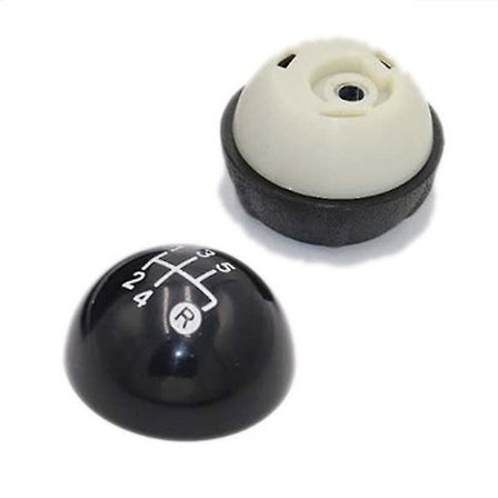 5-trins gearstangsknop til Fiat 500 500c 2007 - 2018 med læderbetræk i sort glans