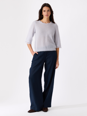 MATCH - Lucie topp - Marie Philippe - Str. L - Dame - Gensere & Cardigans - Blå - 40% nylon - resirkulert, 30% ull, 30% mohair