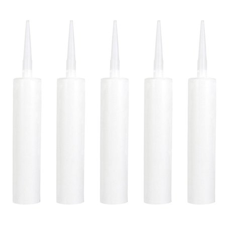 5-pak tomme plastik fugemasse rør genopfyldelige fugemasse fugemasse rør boligindretning (33X4.6CM, hvid)