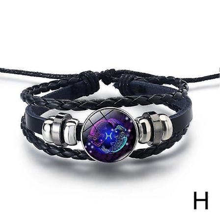 Stille Manifestation Armbånd 12 Konstellasjoner Edelsten Lær Forbedre Energi Pisces