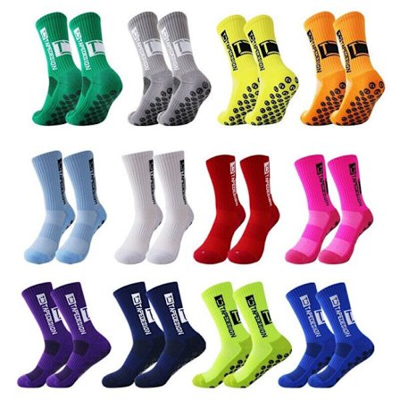 New ANTI SLIP Football Socks Mid Calf Non Slip Soccer Cycling Sports Socks Mens