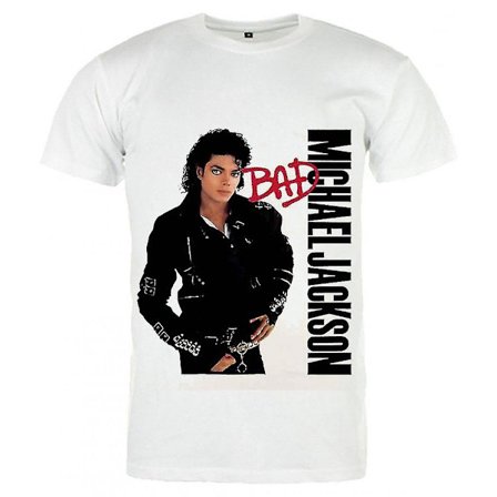 Vintage Tee Vit T-shirt Retro 90-tal Michael Jackson Bad |