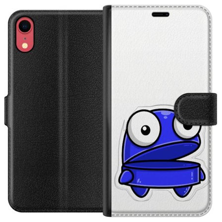 Kompatibel Tegnebogsetui til Apple Apple iPhone XR Blå tegneseriefigur med åbent udtryk og store øjne i sjov illustration