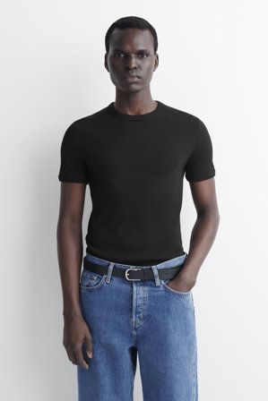 COS Homme T-Shirt Slim En Coton Côtelé in Noir