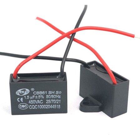2 stk CBB61 1,5uF 450V AC 50/60Hz viftemotorkondensator