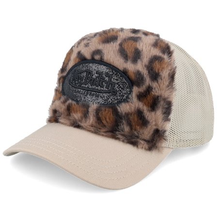 Von Dutch - Beige trucker Caps - Oval Patch Fur Beige/Leopard A-Frame Trucker @ Hatstore