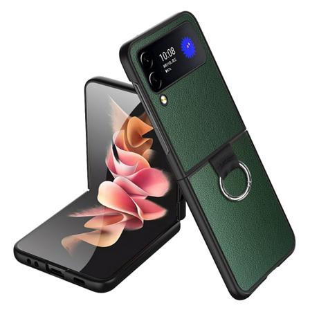 Litchi Texture Case Med Rin För Samsung Galaxy Z Flip4