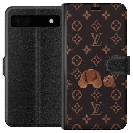 Yhteensopiva Lompakkokotelo Google Google Pixel 6a Ylellinen monogrammikuvio rikkinäisellä nalletaustalla pimeässä muotiestetiikassa