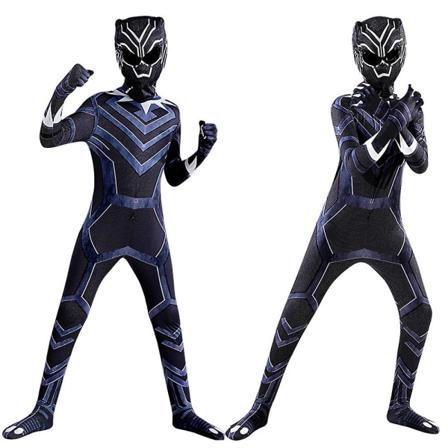 Black Panther Børn Drenge Halloween Cosplay Kostume Superhelte Jumpsuit Sæt 3-4 Years
