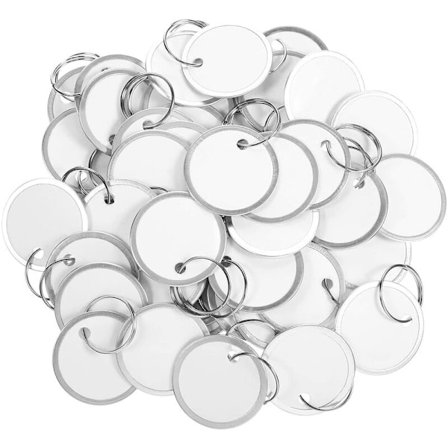 Metal Ring Tags Nøgle Tags Runde Papir Tags med Metal Ringe til Bilnøgler og Dødnøgler (50 stk.)