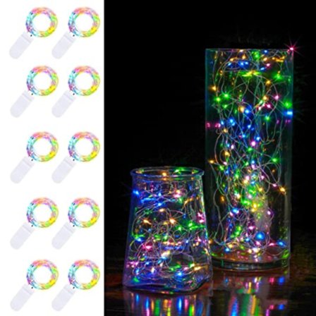 10-Pack 1m Mini LED Ljusslinga Batteridriven Flerfärgad