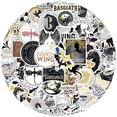 Fourth Wing -tarrat, 100 kpl, hienoja esteettisiä sarjakuvadragonitarroja lapsille, kannettaville tietokoneille, vedenpitäviä vinyylitarroja 