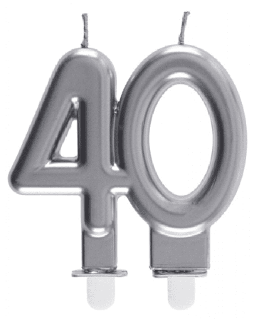 Tårtljus 40-år silver
