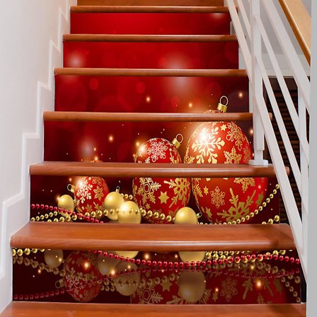 Jule Trappe Klistermærker - 3d - 9 - Kreative Aftagelige Trappe Klistermærker Jule Gang Trappe Klistermærker Til Hjemmet DIY