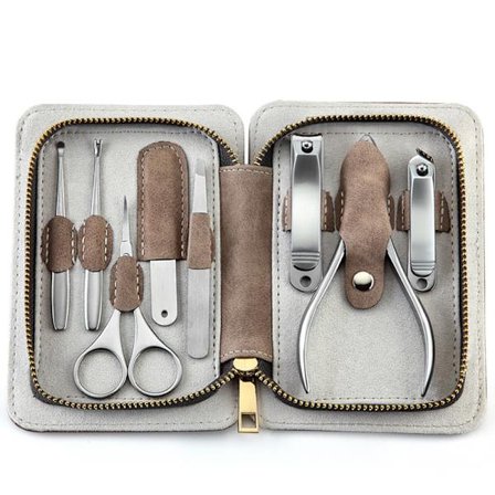Neglesett Pedikyrsett, Manikyrsett 8stk Profesjonelle Pedikyrverktøy Manikyrsett Negleklipper Herrepleiesett Gaver til Menn Tilbehør Rustfritt