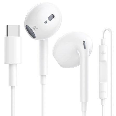 USB C Hörlurar för iPhone 16/15 Plus Pro Max, Typ C Hörlurar, Trådbundna Hörlurar med Mikrofon och Volymkontroll