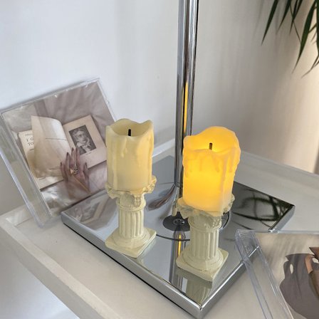 2 elektroniske stearinlyslys mini nattlys bord