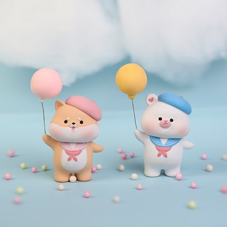 Två Doodu Paradise hårda limmade hemdekorationer små dekorationer