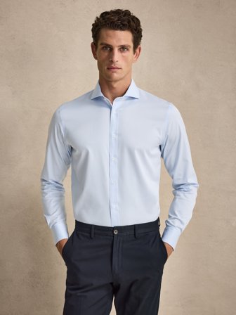 John Henric Men's Hellblaues Stretch-Hemd Slim Fit Size 40