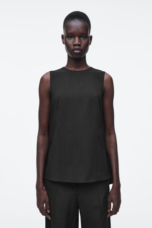 COS Women's Deconstructed Open Back Wool Top in Black