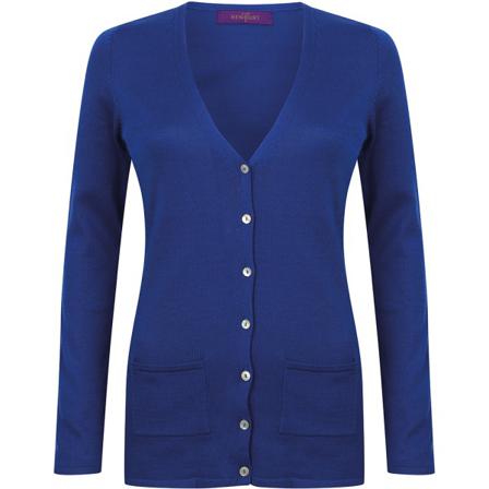 Henbury Dam/dam V-ringad Knapp Finstickad Cardigan 3xl Roya
