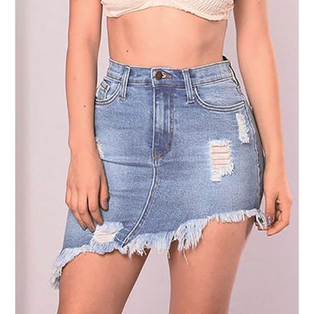 Naisten rento, keskikorkea, haalistunut, hapsutettu, joustava denim-farkkushortsi