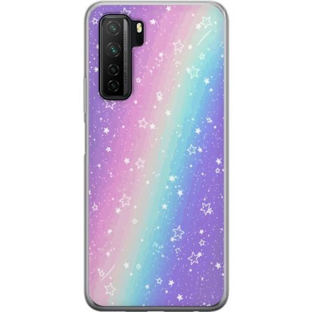Kompatibel Mobilcover til Huawei P40 lite 5G Rainbow-farvet pastelbaggrund med hvide stjerner og glitrende prikker i blød overgang