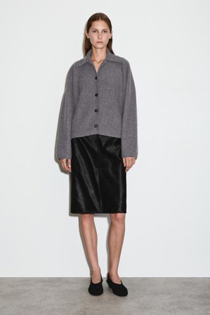 COS Women's Giacca Corta Strutturata In Lana Merino in Grigio