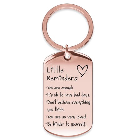 Liten Påminnelse Nøkkelring, "Du Er God Nok" Bekreftelsesnøkkelring for Kvinner og Menn, Inspirerende Oppløftende Mental Helse Gave (Rose Go
