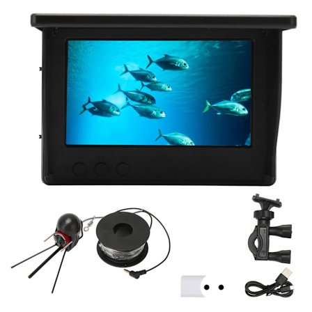 4,3 tommer TN HD Undervandsfiskekamera IP68 Vandtæt Fish Finder med 12 Night Vision-lys 100-240V 15m 16,4yd EU-stik