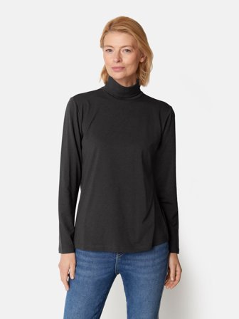 BRANDTEX - Langærmet T-shirt - Sort - Rullekrave