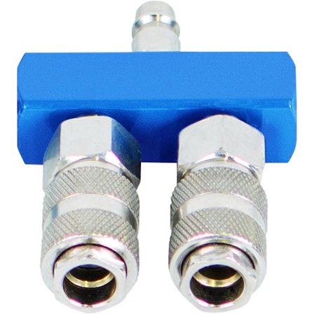 Hurtigkoblingssett for trykkluft, 2-veis, 1-stykke, Blå/sølv, 7906100722