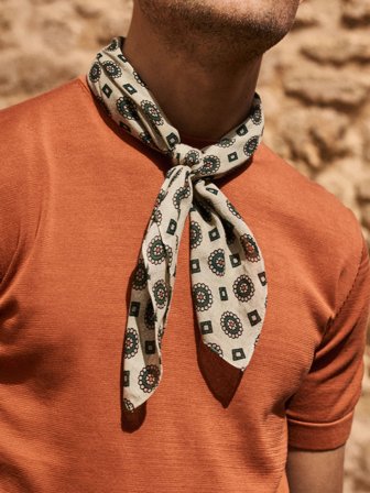 John Henric Men's Beige Bandana Motif Size Onesize