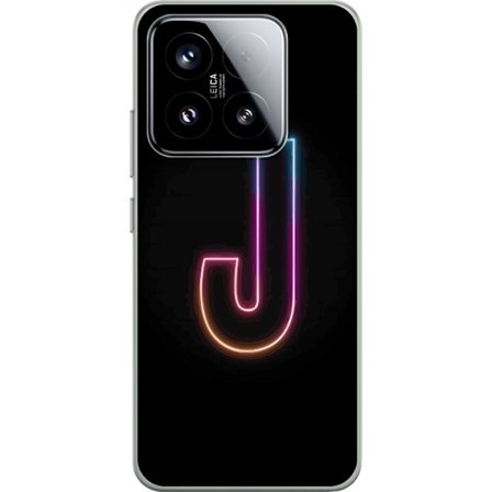 Kompatibel Mobilcover til Xiaomi Xiaomi 15 Minimalistisk neonbogstav J i farveskiftende lys mod sort baggrund