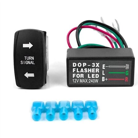 12V 3-tråds universel blinklysrelæ med LED-lys blinklyskontakt blinkrelæ til båd lastbiler bil ATV UTV
