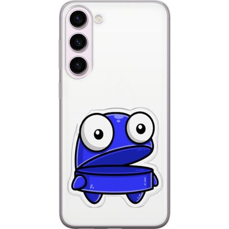 Kompatibel Mobilcover til Samsung Samsung Galaxy S23+ Blå tegneseriefigur med åbent udtryk og store øjne i sjov illustration