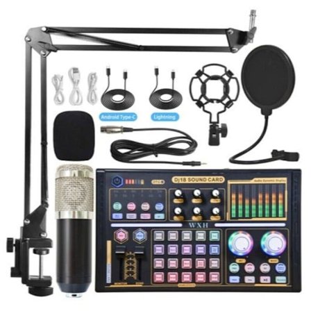 Podcast Udstyr Bundt, Kondensator Podcast Mikrofon Bundt Kit med Live Lydkort til Optagelse af YouTube TikTok