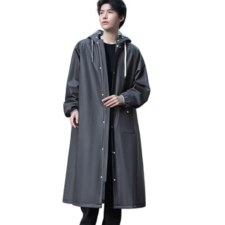 EVA Regnponcho Sort XL Rejse Camping Udflugt Stor Skygge Glat Lynlås Stor Lomme Trykknap