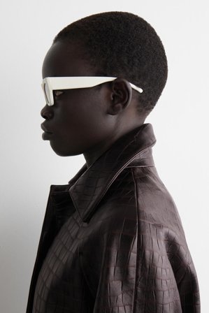 COS Leather Cat-Eye Sunglasses in White - Women