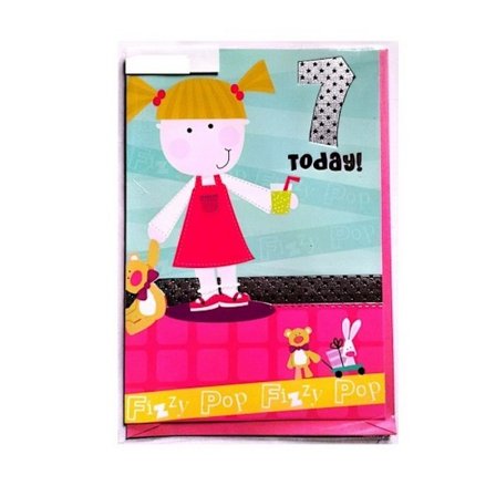 7 Idag Fizzy Pop Grattis På Födelsedagen Kort En Storlek Flerfärgad