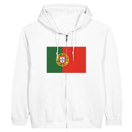 Hoodie - PIXELFORMA - Portugal Flag - Hvid - Polyester-Bomuld - Lynlås