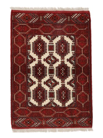 Oosters Turkaman Vloerkleed 88X122 Zwart/Donkerrood Wol, Perzië/Iran