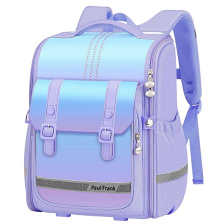 Rygsæk til børn, grundskole, lynlås, skoletaske med skridsikker brystrem til børn, piger, 1.-6. klasse, lilla, lille