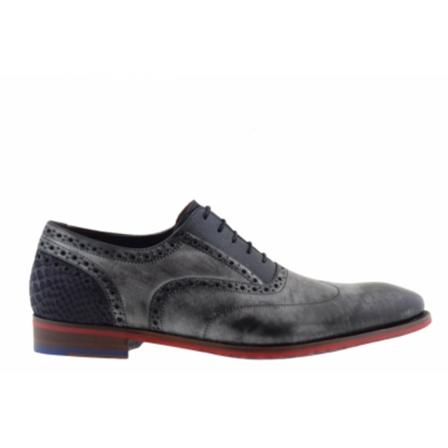 Floris van Bommel Antraciet Heren Veterschoenen , Zwart , Heren , Maat: 42 EU