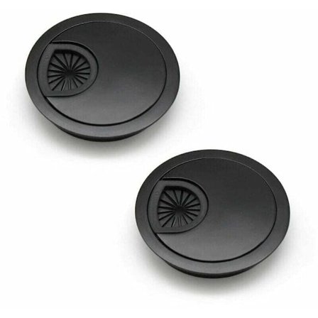 Kabelgenomföring 60mm Kabelhålsskydd för Skrivbord och Bänkskivor Färg: Svart Material: Zinklegering 2 Stycken -