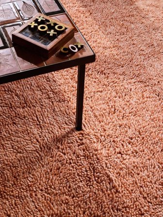 Hochflorteppich Wollteppich Mela Shaggy Terrakotta Oeko-Tex