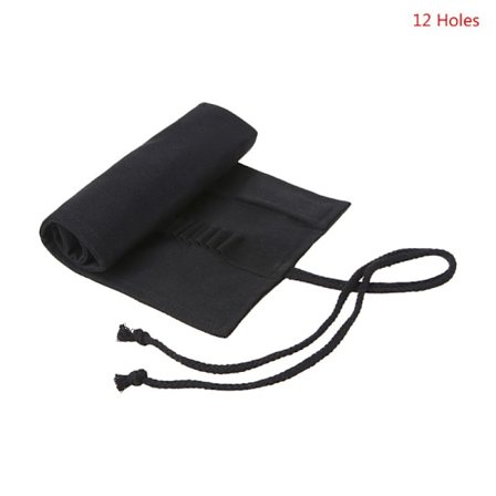 Svart färg skolpenna för case 12/24/36/48/72 hål Canvas Roll Up Ma