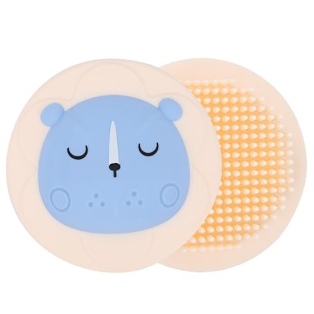 Babyschampoborste Tecknad Rengöring Hårbottenmassage Vattentät Silikonbadborste Blå