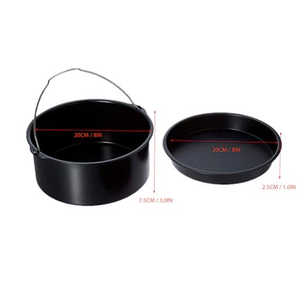 Fritös tillbehör i rostfritt stål 8 tum Nonstick Pizzapanna Kakform Tål diskmaskin Svart
