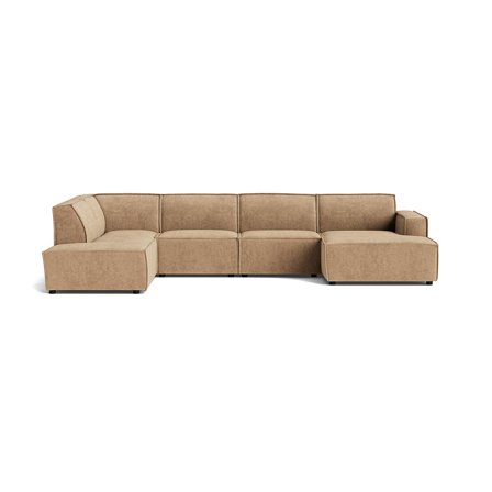 Rummelig Lyon U-sofa, Højrevendt, Capri Beige - 368x218x80cm - Elegant og komfortabel hjørnesofa til stuen